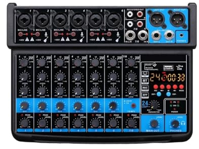 Mini Mixer Audio A 8 Canali Mixer Di Linea, DC 5 V, Bluetooth, 48 V, Effetti 24 For Piccoli Club O Bar, Registrazione In Studio(Black)