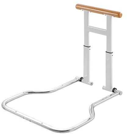 Crevyteg Assist Support Bed Side Railings, Adjustable Heights 43.5–52.5 cm Safety Rails with Wooden Non-Slip Grab Bar, Carbon Steel Bed Rail Guard for Elderly Adults Kids Safety Hospital