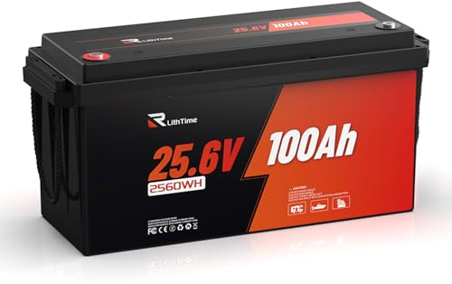 Batteria Lifepo4 24V 100Ah mit 2560Wh Kapazität 98% Entladungseffizienz 3% monatliche Selbstentladung A-Grade Zellen 100A BMS IP65 erweiterbar bis 40,96kWh für Wohnwagen Off-Grid Marine