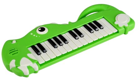 COSTWAY Tastiera Pianoforte per Bambini 25 Tasti, Giocattolo Digitale con Musica e Luci, Giocattolo Educativo Musicale per Bambini da 3+ Anni (Dinosauro)