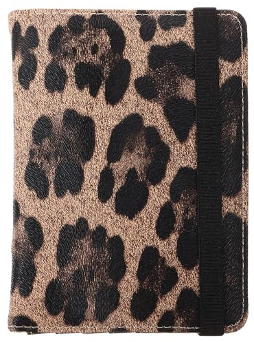 TEHAUX Portapassaporto in PU Stampa Leopardata, Custodia Protettiva Rfid Multi-Slot per Biglietti, Adatta a Viaggi di Lavoro e Vacanze