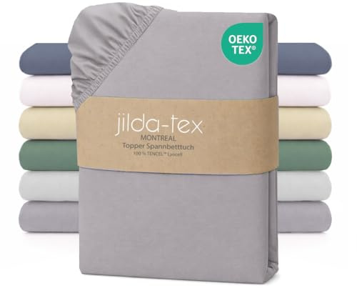 Tencel Spannbettlaken 100% Lyocell – Kühlend, Atmungsaktiv & Seidig Weich – Dünne Luftige Qualität – Spannbettlaken mit Rundumgummi für Matratzen (Dunkelgrau, Topper 140-160x200x200-220cm+20cm)
