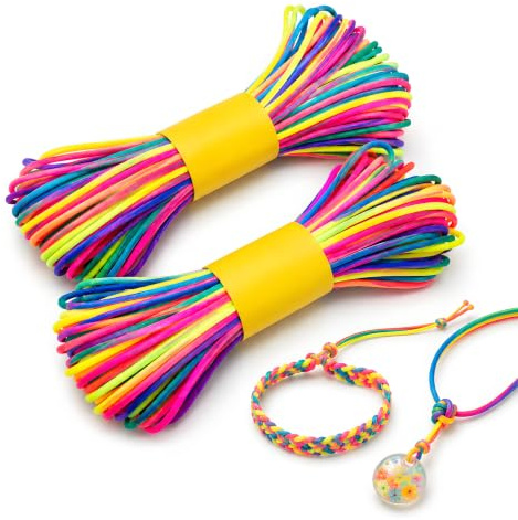 JOVYTH Corda Colorata per Braccialetti 2 Rotoli 40 m Totali, Filo Intrecciato 1,5 mm per DIY, Macramè, Collane, Gioielli Fatti a Mano e Progetti Estivi