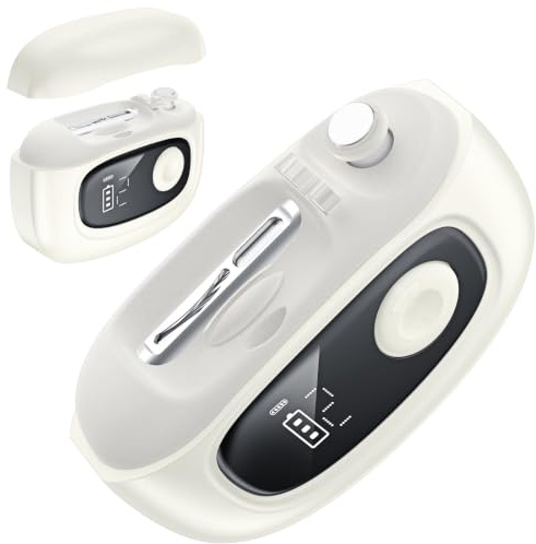 FOLAI Elektrischer Nagelknipser, Doppelklinge mit Polierfunktion, LED & Vergrößerungsglas, Nagelsammelbehälter, wiederaufladbarer Nagelschneider für Babys, Erwachsene, Ältere Menschen & dicke Nägel