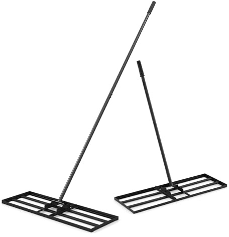 TANGZON Gräsmattautjämnare, 91/106 x 25 cm metallplatta med markjämnare och 175 cm ergonomiskt långt handtag, kraftigt gräsmattautjämnare (svart, 36” x 10”/91 x 25 cm)