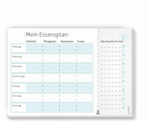 Notiz-Block Mein Essensplaner I dv257 I DIN A4 I 50 Blatt I Essens-Organizer mit Einkaufs-Liste Vordruck Block für Familien zum Abreißen