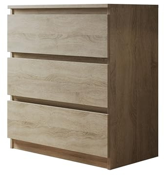 Mirjan24 Kommode mit 3 Schubladen Malwa M3, Anrichte, Diele, Flur, Highboard, Mehrzweckschrank, Sideboard, Wohnzimmer, Esszimmer (Sonoma Eiche)