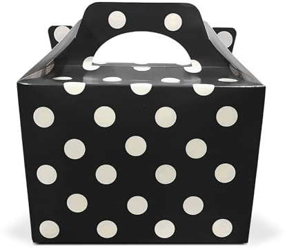 Lotus 30 x prickig design festlådor för barn/barn bära mat måltid rolig picknick födelsedag bröllopsgåva/baby shower fest halloween bus eller godis låda lotväska (svart)