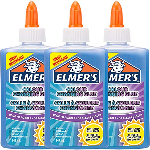 Elmer's PVA-Kleber mit Farbwechsel |auswaschbar | blau zu lila | 147 ml | 3 Stück