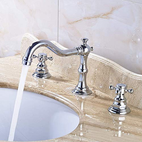 YHSGY Waschtischarmaturen Voll Verkupferter Split-Bidet-Becken-Warm- Und Kaltwasserhahn Mit Drei Löchern Und Zwei Griffen