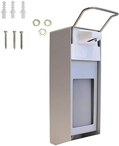 Herrmann Desinfektionsmittelspender 1000ml Kurzarm | Wand-Spender hochwertiges Aluminium inkl Befestigungsmaterial | Dosier-Pumpe für Desinfektionsmittel & Seife | Universalspender