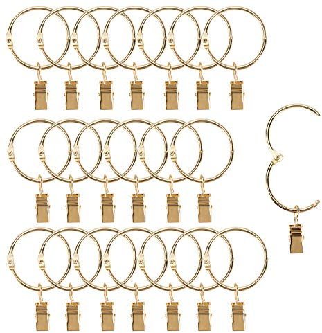 Fivebop - Confezione da 40 clip per tende ad anelli, in metallo, antiruggine, per tende e tende da finestra, stile vintage, resistenti, con ganci, diametro interno 3,8 cm, colore: oro