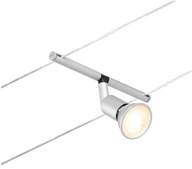 Paulmann 94443 CorDuo Spot Lighting Salt DC, Max 10 Watt Extendable Cable Lamp Matt Chrome Plastic GU5.3 Wire System Without Bulbs
