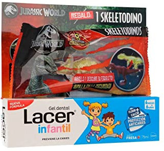 Lacer Junior Gel Dental Infantil Fresa 2-6 años, 75ml+REGALO Skeletodinos