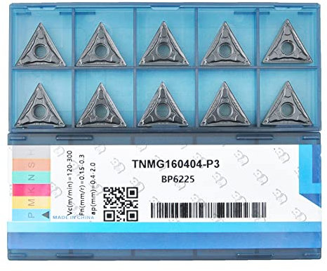 CDBP Inserti in metallo duro CNC TNMG331 / TNMG160404-MD per acciaio da taglio, Rompitruciolo semi-finitura per fresa da Tornio, 10 pezzi