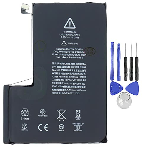 Batterie compatible avec iPhone 12 Pro Max 3687 mAh haute capacité avec kit de démontage inclus