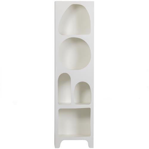 WOOOD Caz Wandschrank Weiß - Trendiger Schrank aus Sperrholz hat 5 Fächer - Wandvitrine Bücherregal 180x47,5x32 cm