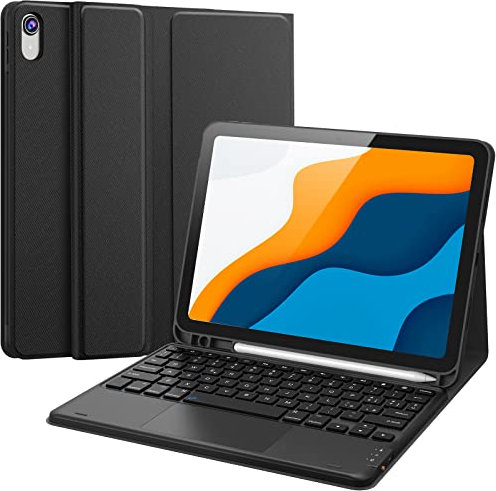 Earto Tastiera iPad 10 Generazione 10.9'' 2022, Cover con Tastiera per iPad 11 Generazione (A16, 2025), 2 Canali BT, Italiano QWERTY Staccabile Magnetico con Touchpad, Nero