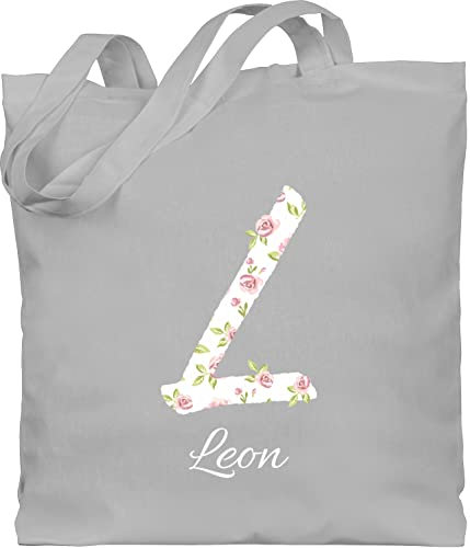 Baumwolltasche - Initialen - Personalisiert Abschiedsgeschenk mit Namen Geschenkidee Buchstabe - Unisize - Hellgrau - namens geschenke buchstaben stoffbeutel wechselwäsche beutel kita