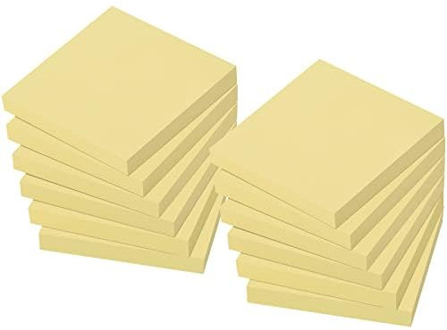 ZCZN Haftnotizen Klebezettel 12 Blöcke x 100 Blatt, 76 x 76 mm Sticky Notes Kanariengelb