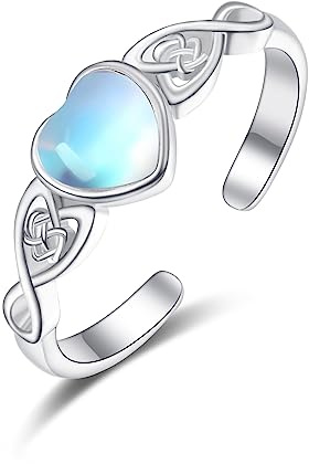KINGWHYTE 925 Sterling Silber Mondstein Ring für Frauen Silber keltischer Knoten offener Rings für Damen Mondstein verstellbarer Ring Hochzeit Verlobung Versprechen Ring für Frauen Frau Verlobte