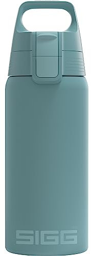SIGG - Isolierte Trinkflasche - Thermosflasche Shield Therm One Morning Blue - kohlensäurehaltige Getränke - Auslaufsicher - Spülmaschinenfest - BPA-frei - 90% recycelter Edelstahl - Graublau - 0,5L
