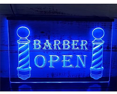 YSOLDA Señal de neón LED RGB de barbería, Luces de neón 3D USB Personalizadas con atenuador de Control Remoto, para salón de Corte de Pelo de barbería Colgante Decorativo Regulable,A,40x30cm