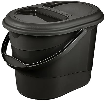 keeeper Bio-Eimer mit Deckel, 13 l, Ovaler Abfalleimer, Elsa, Eco Graphite (Grau)