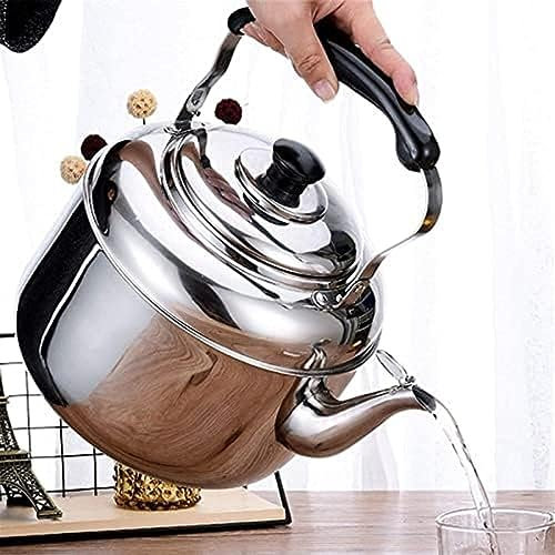 Hervidor De Agua Para Estufa De Leña, Tetera Con Silbato, Tetera De Acero Inoxidable Para Vitrocerámica, Tetera De Gran Capacidad De 3L-10L Para Dormitorio, Apartamento, Cocina,Plata,6L,Constructi