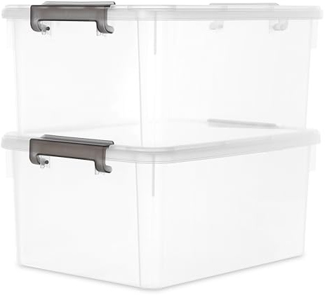 ITYLIFE CITYLIFE Citylife 17 QT Plastic Storage Bins with Latching Lids Stackable Storage Containers for Organizing Large Clear Storage Box for Garage, Closet, Classroom, Kitchen, 2 Packs