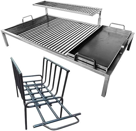 Argentinischer Luxus-Grill mit abnehmbaren Eisenmodulen + Feuerschale - Iron Argentina Grill - BBQ Parrilla Asado Sor pampa grill (71,1 x 50,8 cm)