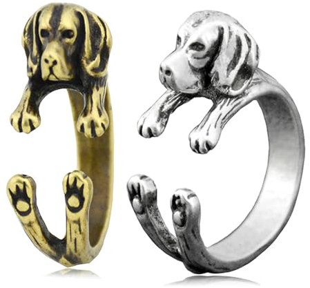 NEDOES 1 Stück Retro Beagle Deutscher Schäferhund Schnauzer Hundering Frauen Punk-Stil Ringe für Männer Tierringe