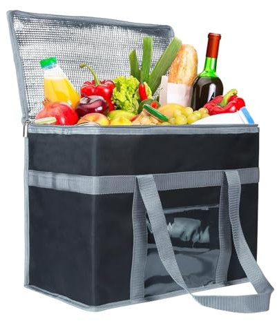 Große Kühltasche aus Oxford-Stoffmaterial - Große Faltbare Kühltasche, wasserspritzgeschützt - besonders robust, ideal als Einkaufstasche, Thermotasche und Wärmetasche.