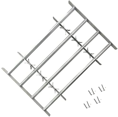 Vopese Fenstergitter Verstellba Ausziehbar Gitter zur Einbruchsicherung Fenstergitter Sicherheitsschrauben Einbruchschutz Gitter mit 4 Querstäben 500-650 mm