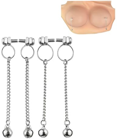GeRRiT BDSM Set Nippelklemmen Edelstahl Nippel Clamps Flirt Brustwarzen Klemmen Nippelschmuck Schamlippen Kette Brust Clips Erotik Brust Stimulation Bondage Sexspielzeug für Frauen (M)