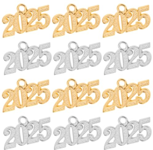 VALICLUD 12 Stück 2025 2025 Anhänger Choker Halsketten Halskette Juwelen Zum Basteln Medaillon Charms Für DIY Bastelarbeiten Schmuckherstellung Zubehör 2025 Charms 2025