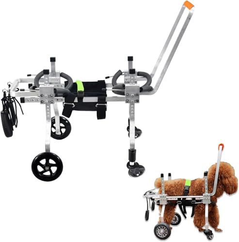 JQQJZLC Haustierrollstuhl mit 4 Rädern, Hunderollstuhl für die Hinterbeine, Wagen mit Griff für kleine und mittelgroße Katzen/Hunde, Gehhilfe