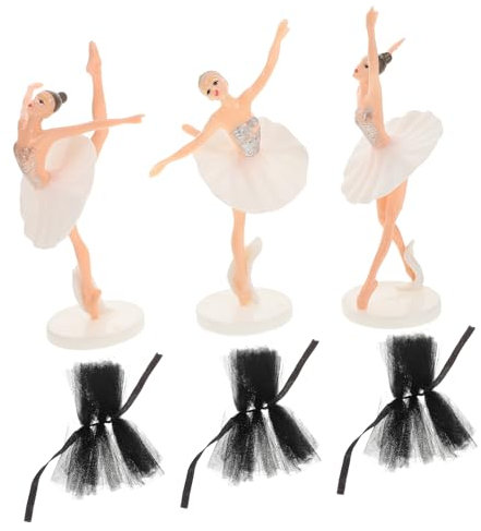 Generisch 1 Satz Dekorative Ballett-Ornamente Fee Topper rosa kuchendeckel Party Ballett Kuchendekoration Ballett Figuren Deko Ballett-Mädchen-Kuchen-Deckel Kuchendekorationen Plastik Black