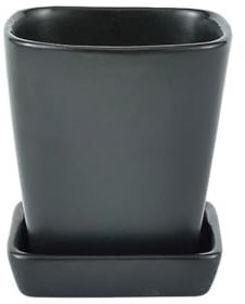 Pot de fleurs Pot de fleur de forme carrée avec trous de drainage et plateau de soucoupes, pot de plante en céramique de table for balcon, salon, chambre à coucher, rebord de fenêtre, petite jardinièr