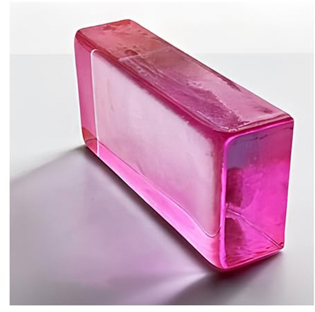 ZNQNDSR Farbige, Klare Glasblöcke Mit Hoher Transparenz Und Rechteckigen Seiten, Kristallstein Für Büro, Zuhause, Bar, Hotels(Pink)