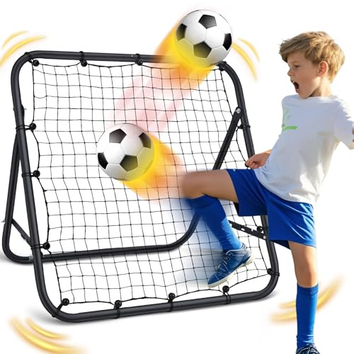 MoKo Rete di Rimbalzo da Calcio, Rete da Calcio Rebounder con Angolo Regolabile Rapido, Rete per Rimbalzo Portatile Regali per Allenamento di Calcio, Ausili per Cortile, Prato, Adolescenti e Adulti
