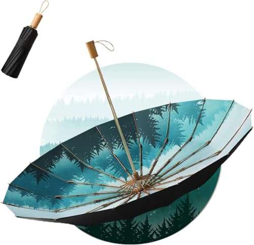 Parapluies de pluie, parapluie de voyage compact, parasol, parapluie, parasol de plage, parapluies pliants, parapluie de voyage coupe-vent vintage manche en bois 16 baleines protection UV, pliable et
