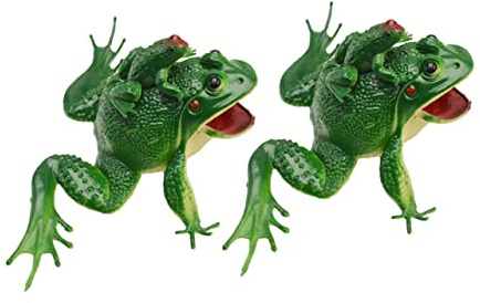 Hemoton 2pcs Mini Green Frog Toys for Kids Realistic Sound Imitating Frogs Decor for Garden and Pond Collectible Animal Figurines for Parties and Home