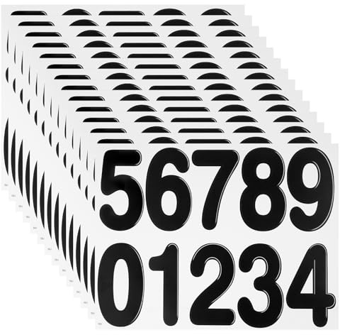 benlidoner 14 Blatt Zahlen Aufkleber, 10cm Wetterfest Klebezahlen Schwarz, 0-9 Reflektierende Vinyl Große Zahlen Sticker, Selbstklebende Haus-Nummer für Postkasten, Schilder, Mülltonne