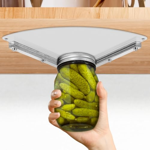 Jasfyee Adjustable Under Cabinet Jar Opener – Stainless Steel Lid Remover Tool for One Hand Use – Effortless Opening for All Jar Sizes – Ideal Kitchen Gadget for Weak Grip