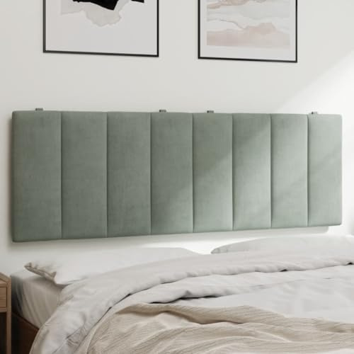 Qnhdfrt Kopfteil Kissen Hanko Hellgrau 140 cm Samt gepolstert mit Schaumstoff Wandkissen Rückenlehne bequemes Design für Bett und Schlafzimmer