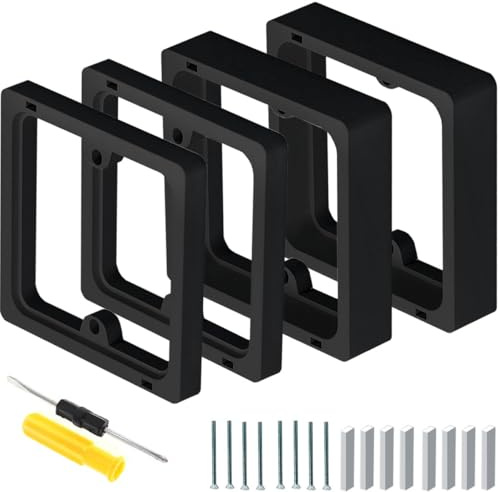 Acmerota 2Set 1 Distanziale quadrato 2CM+1CM Distanziale per presa singola Nero Impilabile Telaio distanziale quadrato per Scatola da incasso Spazio di installazione aumentato