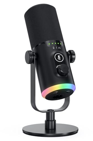 Muuookka Microfono per Computer Microfono RGB Dinamico Mai XLR/USB Doppia Interfaccia Registrazione Gioco Live