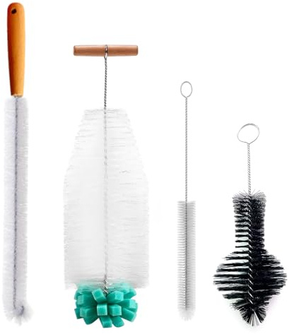 4 Stück Flaschenbürste – Flaschenbürste Lang mit Langen Griffen Pfeifenreiniger, Flaschenreiniger Bürste für Schmale Flaschen, Strohhalme, Babyflaschen & Glasflaschen