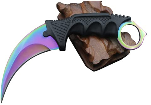 Generisch Hochwertiges 19cm CSGO Karambit Messer Übungsmesser Trainingsmesser Real-Life-Sammlung Jagd Survival Outdoor Counter-Strike Global Offensive Jagdmesser Knife (Fade [Scharf!])